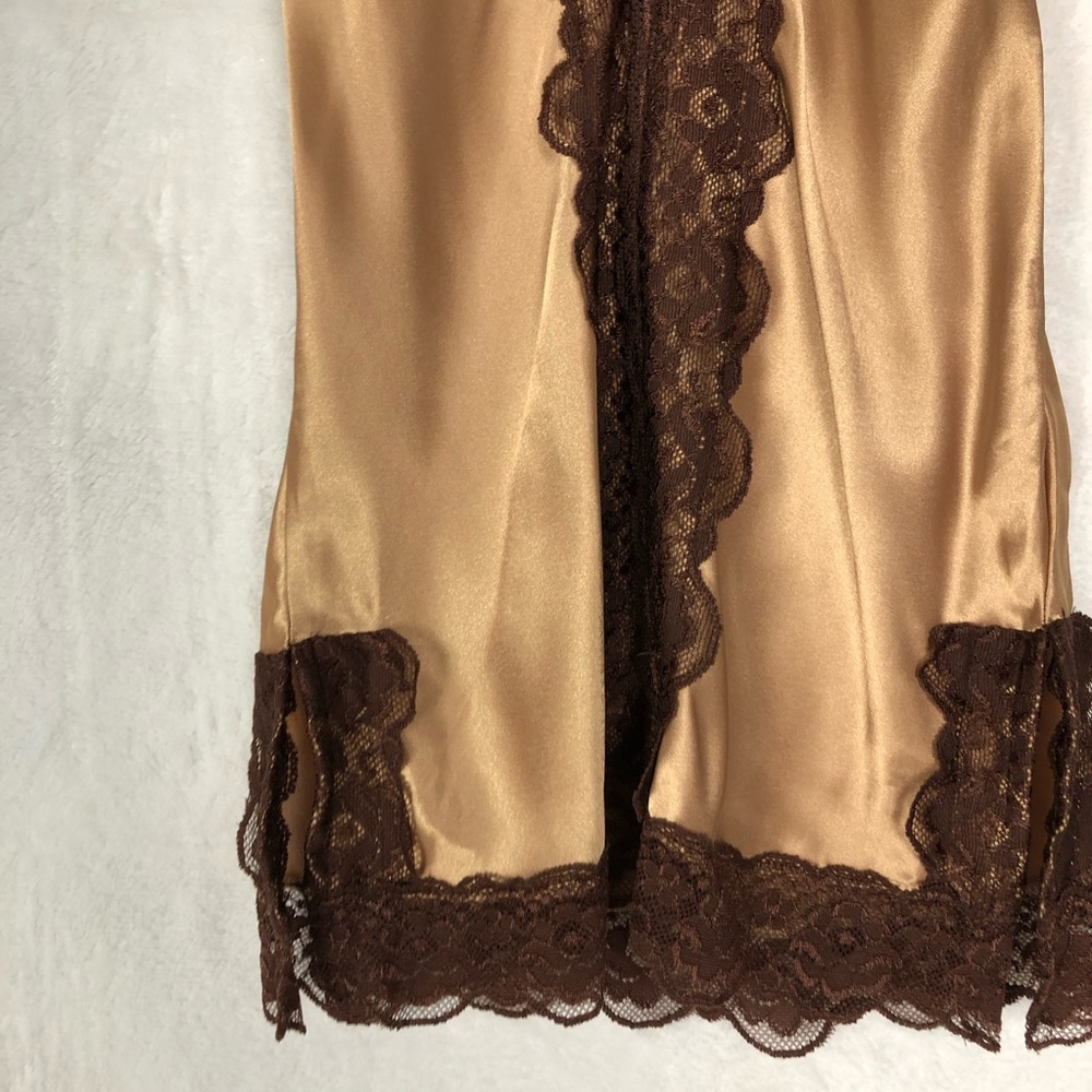 costa blanca small gold brown lace trim slip dress - Picture 12 of 14